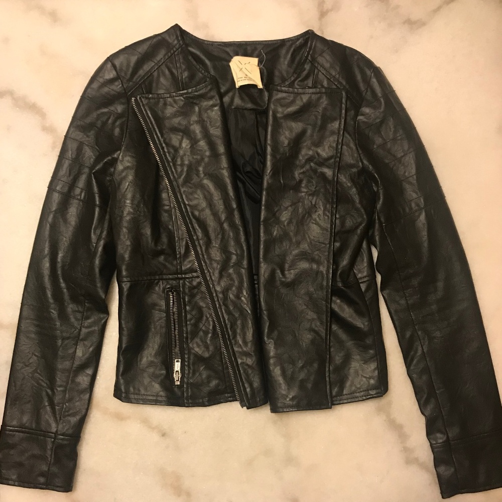 Urban Outfitters Faux Leather Cropped Moto Jacket